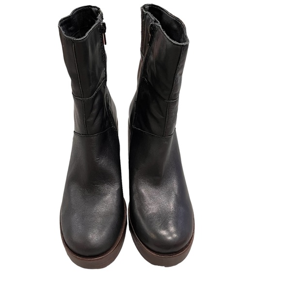 NEW Women’s Lucky Brand Omarey Black Leather Platform Boots size 9.5 - Picture 3 of 8